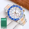 Mens YachtMaster watches Two Tone Gold Stainless Steel Men's Automatic Mechanical Watch Big Dial Chronograph montre luxe