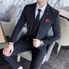Men's Suits Blazers JacketsVestPants Men's Three-piece Suit/Male Slim Fit Cotton High Quality Business Blazers/Man Stripe Groom Dress S-5XL 231101