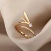 Klaster Pierścienie Proste urocze skrzydło owadów cyrkonowych dla kobiet Regulowany Pierścień Pierścień Estetyczny Miłośnik biżuterii ślubnej