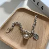 Anklets 925 Sterling Silver Ball Pendant Tag Charms Armband för kvinnor Vintage Tjock kedja Hip Hop Jewelry S B516 231101