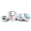 Smoking Colorful Zinc Alloy 50MM Dry Herb Tobacco Grind Spice Miller Grinder Crusher Grinding Chopped Hand Muller Convex Crystal Top Cover Cigarette Holder DHL