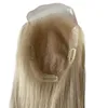 16 Inches European Virgin Human Hair Double Drawn Thick Ends Blonde Color 613# 180% Density 5x7 Swiss Lace Topper Closure