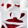 ANI 2022冬の女の子バニーの耳フード付きショールファーライチビキニユニフォームクリスマスサンタクロース女性ぬいぐるみコスプレコスチューム