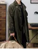 Men S Trench Coats Coat Corduroy Green Loose Fit Mid Length Business Casual Gentlemen Jacket Autumn Winter Wear 231101