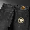 Mode 2022 Marque Hommes Casual Wash Coton Mélange Noir Broderie Jeans Hommes