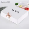 Envoltório de presente 5/10pcs caixas quadradas para casamento aniversário festa de natal roupas presentes produtos embalagem caixa de papel logotipo personalizado branco