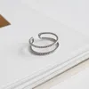 Оригинальные открытые кольца из стерлингового серебра 925 пробы с двойными линиями для женщин, пара, свадьба, помолвка, серебряное женское винтажное кольцо, ювелирные изделия оптом YMR060