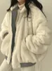 Kadın Ceketleri Kış Kadın Kıkırdak Sıcak Kapşonlu Ceket Büyük Boy Kawaii Çift Taraflı Pamuk Y2K Zip Ceket Moda Sıradan Gevşek Giyim 231031