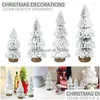 Decorazioni natalizie Decorazioni natalizie Mini albero artificiale Floccaggio nordico Decorazione anno Cedro bianco Buon Natale Festa a casa Des Dhp4Y