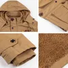 Jaquetas masculinas de inverno Parkas Mens Casual Grosso Quente Bomber Jaqueta Mens Outwear Fleece Com Capuz Multi-bolso Jaquetas Militares Táticas Sobretudo 231031