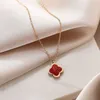 designer de luxo van colar de trevo de folhas de ouro rosa todos os diamantes de dupla face aço titânio aço não desbotado Chain de clavícula feminina