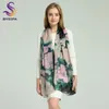 Scarves BYSIFA Spring Autumn Women Green Silk Scarf Shawl Winter Top Grade Dragonfly Pattern Long Wraps 180 110cm