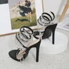Sandals Summer Women's High-heeled Snake-shaped Wrapped Crystal Pendant One-line Strap Shoes Versatile