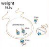 Necklace Earrings Set Jewdy Trendy Charm Stud Ring Bracelet For Women Fashion Rhinestone Female Crystal Zircon Heart Jewelry