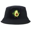 Berets Avocado Print Fisherman Cap Panama Street Side Seaside Beach Tourism Bucket Hat Driver's Simple Style