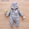 Jumpsuits Winter Baby Clothes Baby Girls Baby Boys Unisex Solid Fleece Rabbit Hooded Footed / Footie Long-sleeve Baby JumpsuitL231101