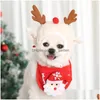 Abbigliamento per cani Abbigliamento per cani Cappello per animali domestici di Natale Corna carine Asciugamano per saliva per forniture di abbigliamento per gatti Cappellini per feste Accessori caldi invernali Drop Dhbr3
