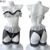 Ani Anime Lolita Mädchen Rüschen Bikini Swimstuit Bademode Unifrom Frauen Unterwäsche Dessous Outfits Kostüme Cosplay Cosplay