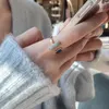 Cluster Ringen Retro Geometrie Vierkante Verstelbare Ring Voor Vrouw Mode Wijsvinger Open Gouden Kleur Blauw Emaille Olie Sieraden Geschenken