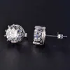 Diamantes CZ Joyas de Plata 925 Agujas Puras Pendientes Dama Cuadrado Moiseanite - Ear