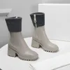 Betty Boots Brand Designer Women Rubber Ankle Boots Kort stövlar Martin Stövlar Kalvläder och duk Krage Intern Zipper Soft Winter Boots Storlek 35-42