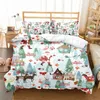 Sängkläder sätter jul täcken täcker sängkläder set med jultomten hjortmönster hd tryckt täcke täck-lyx super mjuk mikrofiber drottning 231101