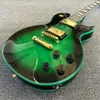 Loja personalizada, feita na China, guitarra elétrica de alta qualidade, hardware dourado, guitarra verde, frete grátis