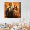 Affiche en toile avec Photo imprimée, Couple chic avec lunettes de soleil, peinture encadrée pour décoration murale de salon