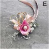 Flores decorativas coronas flores decorativas flor de rosa artificial muñeca cor pulsera de boda dama de honor hermanas de seda mano Boutonn Dhoni