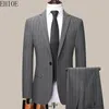 Men's Suits Blazers S-5XL High Quality suit Trousers Men's Striped Casual Groom Wedding Dress Business Formal Wear Professional Two Piece Set 231101