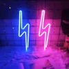 Night Lights LED Home Neon Lightning Shaped Sign Neon Fulmination Light USB Decorative Light Wall Decor for Kids Baby Room Wedding Party P230331