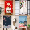 Rideau porte Polyester coton tissu pour cuisine chambre vent rideaux paysage écran personnalisable rideau japonais (pas de tiges)
