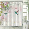 Shower Curtains Flowers Bird Shower Curtains Floral Plant Vintage Chinese Style Bath Curtain Set Fabric Bathroom Decoration with R231101