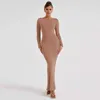 Casual Dresses Autumn Elegant Long Sleeve Party Club Slim Backless For Women Sexy O-Neck Dress Wholesale
