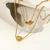 Hänge halsband 1 pc rostfritt stål halsband flerskikt skiktade 18k guldfärg hjärthängen för kvinnor gåvor 34 cm lång