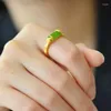 Cluster Ringe Grün Weiß Jade Bambus Geometrisch Für Frauen Schmuck Mädchen Geburtstagsgeschenke Zeigefinger Ring Mode Verstellbare Öffnung