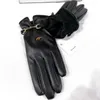 Designer Leather Five Fingers Gloves Women Short Fleece Thickened Glove Vintage Simple Protective Gloves