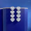 Dangle Earrings D Color Moissanite Hear Shape Drop For Women Sterling Silver 925 18k White Gold Plated Charm Danling Ear Jewelry