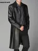 Hommes en cuir Faux Mauroicardi automne Long noir Trench manteau pour femmes manches simple boutonnage luxe Style britannique mode 231031