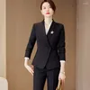 Abito a due pezzi formale 2 gonna e pantalone per donna Autunno Inverno Professional Office Lady Business elegante giacca blazer chic