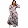 Ethnic Clothing African Dresses For Women Dashiki Spring Autumn Plus Size Long Sleeve Maxi Dress Ladies Traditional
