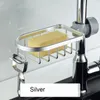 Rangement de cuisine, étagère de robinet de salle de bains, évier éponge égouttoir noir argent support d'articles divers de douche