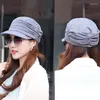 Visor kvinnor justerbar hatt kort grim varm vikbar öronflap fast färg cap vår turban visir dagligen solskade huvudkläder