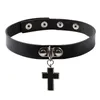 Choker Gothic Black White Leather Female Collar For Women Goth Punk Chain Cross Necklace Sexy Vegan Chocker Festival Jewelry