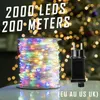 Cordes 10M-200M LED Guirlandes Guirlandes Rue Fée Lampes De Noël En Plein Air Étanche Pour Patio Jardin Maison Arbre De Mariage DécorationLED