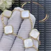 Bracelets à breloques classiques en forme de trèfle à 4/quatre feuilles de haute qualité, chaîne en or 18 carats, coquille d'agate et nacre pour femmes, bijoux de mariage pour filles, fête des mères, cadeaux pour femmes-AA