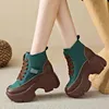 Boot's Shoes on Sale High Quality Lace Up Women Boots Winter Round Toe Mixed Colors Short Barrel Platform Increase Height 231101