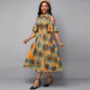 Vêtements ethniques robes imprimées africaines pour femmes Robe manches évasées fleurs vêtements grande taille rétro afrique moulante Robe de noël