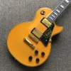 Custom shop, made in China, chitarra elettrica gialla di alta qualità, tastiera in palissandro, hardware dorato, spedizione gratuita