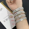 2024 GRA Pass Tester Sier Cuban Link Chain Wide 2rows Solid Moissanite Diamond 8mm-20mm Jewelry Set Necklaces Hiphop